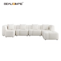 Canapé modulaire sectionnel en L/U de luxe moderne italien en tissu bouclé pour salon de villa - Durable et écologique
