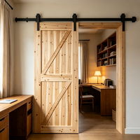Porte coulissante en bois de sapin massif à cadre fin avec panneau en X pour la décoration intérieure de maisons modernes à plan ouvert