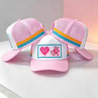 Casquette Trucker Unisexe de Haute Qualité en Gros, avec Patch Cœur Crocodile Dessin Animé Mignon, 5 Panneaux, Visière Courbée Vintage, en Maille Respirante et Mousse