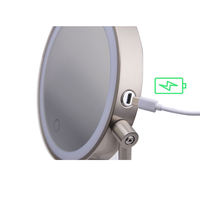 Miroir de Maquillage de Bureau LED Professionnel en Métal, Rechargeable USB, Contrôle Tactile, Tricolore, Intensité Réglable, avec Plateau de Rangement