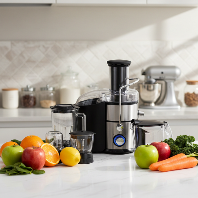 800W Electric Centrifugal Juicer Blender 4-in-1 AC Motor Household Automatic Pulp Ejection 1L Capacity Full Stainless Steel
