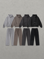 Conjunto de Sudadera con Capucha y Pantalones Deportivos Personalizados de Invierno, 480 g/m², Cierre de Cremallera, para Hombre, Talla Grande, Forro Polar, Logotipo Bordado, 100% Algodón