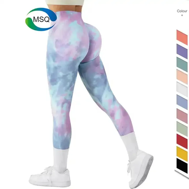 Quần Legging Tập Yoga Logo Tùy Chỉnh Quần Legging Tập Gym Quần Legging Nhuộm Màu Cà Vạt Đá Cẩm Thạch Quần Tập Thể Dục Quần Legging Mông Không Đường May Tập Thể Dục Cho Nữ