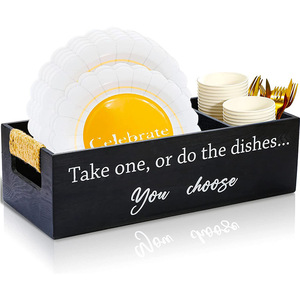 Wooden Storage <b>Box</b> Rectangle Black With Partitions 2-3 Compartments Kitchen <b>Party</b> Use - Product Image 1
