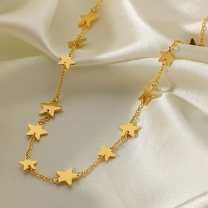 Collar con Colgante de Joyería, Chapado <span class=keywords><strong>en</strong></span> Oro de 14K, Acero Inoxidable, Collar con Colgante de Estrella de Hilo Dorado Multicapa, Joyería Femenina - Product Image 3