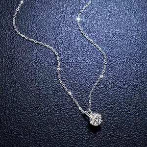 Collar de diamantes Mosang para mujer, diseño avanzado, colgante de un solo diamante con seis garras, cadena para clavícula, regalos de plata, tono vibrante en vivo - Product Image 3