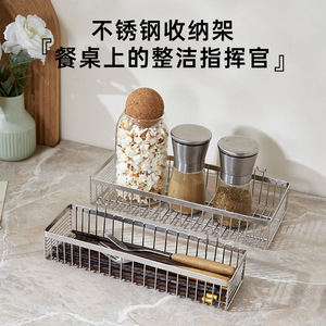 304 Stainless Steel Chopstick Holder Rectangle Wall Mounted Hanging Draining Cutlery Storage <b>Basket</b> With Built In Cage - Product Image 3