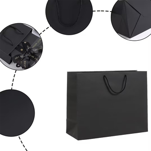 Bolsa de <span class=keywords><strong>Papel</strong></span> Negra Grande para Envíos, Bolsa de <span class=keywords><strong>Papel</strong></span> Impresa Personalizada para Panadería, Comida para Llevar - Product Image 2