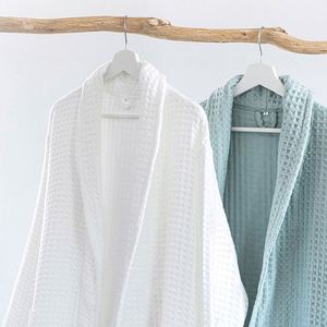 Unisex <b>Waffle</b> Pattern <b>Bathrobe</b> Organic Cotton Terry Cloth Robe for Adults - Product Image 3