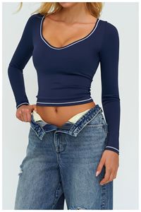 T-shirt à <span class=keywords><strong>manches</strong></span> <span class=keywords><strong>longues</strong></span> pour <span class=keywords><strong>femme</strong></span>, yoga, automne/hiver, couleur contrastée, brossé, coupe ajustée, course à pied en plein air, <span class=keywords><strong>haut</strong></span> à <span class=keywords><strong>manches</strong></span> <span class=keywords><strong>longues</strong></span> pour le <span class=keywords><strong>sport</strong></span> - Product Image 5