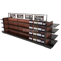 Étagère de rangement pour vin en bois de supermarché, vitrine en métal pour spiritueux, support pour bouteilles de whisky pour magasin de vente au détail de vin