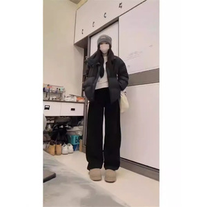 Colección primavera otoño 2025, pantalones vaqueros rectos altos de cintura alta para mujer, talla XL, transpirables, sueltos, versátiles, ajustados, diseño de pierna ancha - Product Image 1