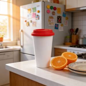 <span class=keywords><strong>Mug</strong></span> en porcelaine blanche Harvit Magnesium avec couvercle en silicone, design minimaliste - Product Image 3