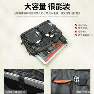Sac à dos de voyage AndoBag, sacoche pour ordinateur portable 15 pouces pour hommes, en cuir de vache véritable, sac à bandoulière tendance pour affaires, sac à bandoulière 7429 - Product Image 5