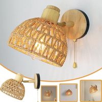Lampe murale en rotin de bambou tissé à la main, style ferme, avec base d'ampoule E26 pour restaurants, hôtels, bureaux à domicile