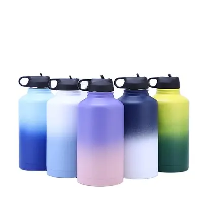 Europe DWELLS 64OZ Stainless Steel Water Bottle With Sport Straw Lid Vacuum Insulated Metal Thermos Flask Leakproof 1800ml