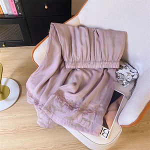Chinese Style Cotton Linen Wide Leg Trousers Green Embroidery Hem Casual Pants Spring Summer 2025 Breathable Ultra Thin Micro - Product Image 4