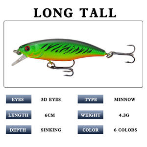 Señuelo Minnow XY-298 de 6cm y 4.3g, Señuelo Artificial de Hundimiento con Sonajero para Pesca de Lubina, Señuelo de Fondo con Simulación de Profundidad Completa - Product Image 5