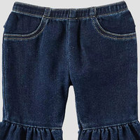 Jean évasé à volants pour femme en denim doux, taille élastique, tissu confortable et respirant, idéal pour le quotidien et l'hiver