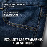 Jeans de Mezclilla Indigo Oscuro Premium para Hombre, Corte Ajustado, Peso Pesado 14oz, Pantalones de Mezclilla Básicos Azul Oscuro para Ropa Urbana
