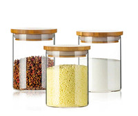 Bocaux de Conservation en Verre Borosilicate pour Aliments, Couvercles en Bois, Hermétiques, pour Voyage, Tailles 65mm/85mm/100mm, Soufflés à la Main