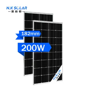 N.k סולרי יעילות גבוהה לוחות סולאריים כוח pv מונו מונוקריסטלי מודול 150w 160w 180w 200 וואט פאנל סולארי וואט
