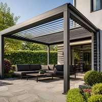Pergola en aluminium Jiake avec toit à lames motorisées et gouttière pour jardin, patio, terrasse, usage de loisirs, projets personnalisés