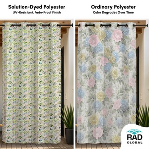 <b>Leaves</b> Beige Premium Waterproof Outdoor Curtains with Elegant Botanical Print for Stylish Patio and Balcony Decor - Product Image 2
