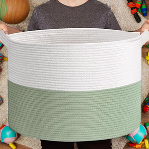 Cesta de Almacenamiento Plegable Moderna, Rústica y Elegante, Ecológica, Mini Cesta de Almacenamiento de Algodón con Asa, Forma Ovalada, Multiusos - Product Image 2