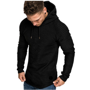 Maglione da <span class=keywords><strong>uomo</strong></span> autunno inverno girocollo <span class=keywords><strong>Slim</strong></span>-<span class=keywords><strong>Fit</strong></span> tinta unita con cappuccio manica lunga a righe plissettato Raglan manica da <span class=keywords><strong>uomo</strong></span> - Product Image 3
