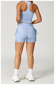 ชุดออกกำลังกายขายส่ง เสื้อกล้ามทรง Racerback กางเกงโยคะขาบาน กระชับสัดส่วน ยืดหยุ่นได้ดี กางเกงโยคะพับได้ ชุดออกกำลังกายสำหรับฟิตเนส ระบายอากาศด้านหน้า - Product Image 6