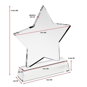 Trofeo stella di vetro Mm160 Base in metallo H 30 per omaggi fieristico o per accogliere gli ospiti - Product Image 2