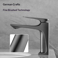 Robinet de lavabo gris anthracite à poignée unique avec cartouche céramique pour eau chaude et froide