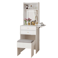 Ensemble de coiffeuse avec miroir éclairé réglable, chaise de rangement, table de maquillage blanche de petite taille en gros