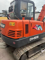 Excavadora Usada Doosan DH55 de 5 Toneladas, Pequeña, de Segunda Mano, con Motor, Caja de Cambios y Transmisión Originales, en Venta