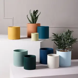 Dekorasi Rumah Warna-warni Nordic Pot Tanaman Sukulen Mengkilap Pot Semen Terakota Pot Bunga Keramik Grosir