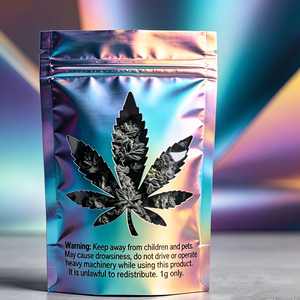 Custom Silver Mylar Security Zipper Bag <b>with</b> Hemp Leaf Shape Window Smell Proof Resealable Stand up <b>Pouch</b> for Herb Packaging - Product Image 4