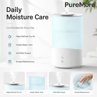 Humidificateur d'air ultrasonique à brume fraîche, remplissage par le haut, réservoir d'eau visible, lumière d'ambiance douce pour chambre, maison, bureau, intérieur