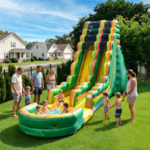 Toboggan aquatique gonflable pour enfants avec piscine à jets d'eau, toboggan aquatique gonflable commercial pour les fêtes d'été dans la cour, <span class=keywords><strong>location</strong></span> - Product Image 1