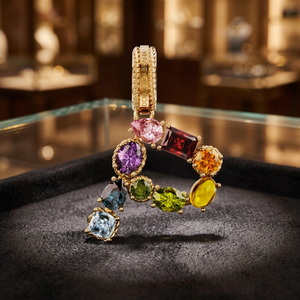 18K Gold Pendant Necklace With Multicolor Gemstones Luxury Women Jewelry - Product Image 3