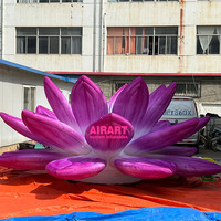 Éclairage LED en forme de fleurs de lotus gonflables roses, fleur de lotus gonflable pour événement