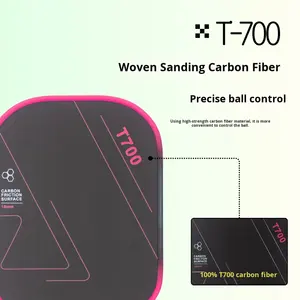 مضرب بيكلبول احترافي خفيف الوزن معتمد من USAPA، عالي الجودة، مصنوع من ألياف الكيفلار T700 المشكلة حرارياً، مع قلب من ألياف الكربون على شكل خلية نحل بسمك 16 مم - Product Image 2