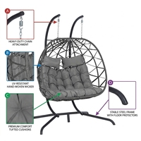 Fauteuils suspendus en forme d'œuf avec bases, fauteuils à bascule intérieurs/extérieurs, fauteuils suspendus en rotin pour patios, fauteuils suspendus en forme de panier