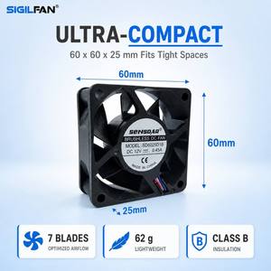 พัดลมระบายความร้อนสำหรับเครื่องพิมพ์ 3 มิติ SIGILFAN 60x60x25 มม. รุ่น 6025 แรงดันไฟฟ้า <span class=keywords><strong>12V</strong></span> 24V 48V แรงดันไฟฟ้าสูงแบบคงที่ ลูกปืนคู่แบบไร้แปรงถ่าน ความเร็วสูง แบบแกน - Product Image 5