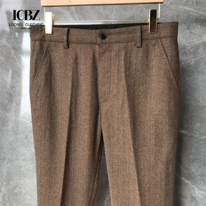 Britannique rétro laine chevrons hommes grande taille costume respirant et imperméable deux pièces veste et pantalon pour l'automne et l'hiver - Product Image 3