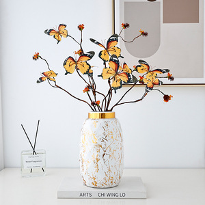 Arrangement floral de papillons artificiels en soie bleu profond, fait main, décoration intérieure, accessoire de mariage, 78 cm - Product Image 2