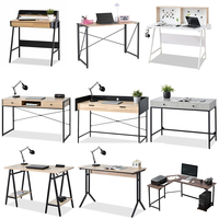 Meubles en forme de L cadre en métal bureaux d'écriture en bois Table d'étude Table d'ordinateur d'angle de maison avec étagères