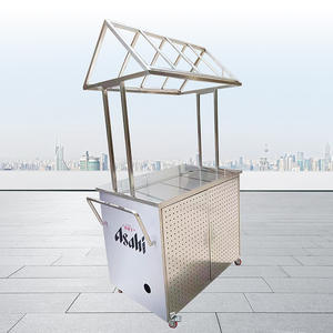 आधुनिक स्टेनलेस स्टील स्नैक कार्ट हैंड पुश डाइनिंग कार रात बाजार के लिए थोक धातु पैनल लकड़ी शैली स्टील कला - Product Image 4