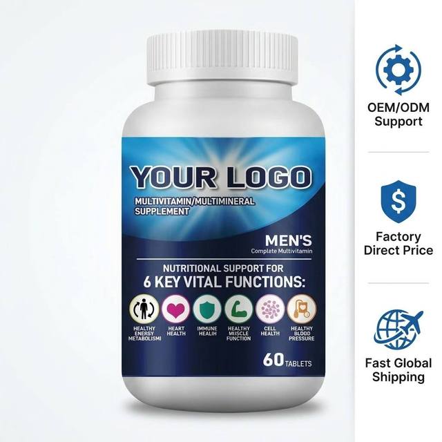 Factory OEM Herbal Male Energy Supplements Multivitamin Tablets Health Supplement 60 Vegan Tablets for Men