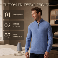 Pull en maille personnalisé pour homme à col montant et fermeture éclair courte, service OEM ODM, marque privée, hauts décontractés à manches longues pour l'automne et l'hiver